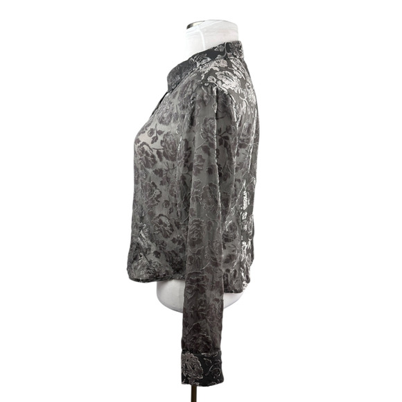 NWT GAP Recycled Velvet Crop Shirt Sheer Burnout Collared Button Up Top Size XL - Picture 4 of 12